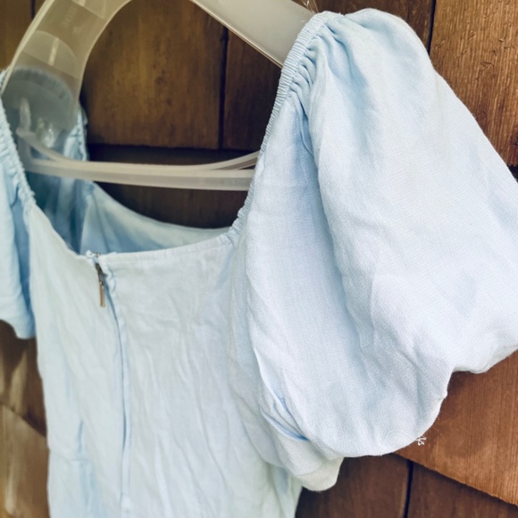 Trixxi Women’s Juniors Fit & Flare Mini Light Blue Dress Short Sleeve Ruffle - Picture 14 of 17